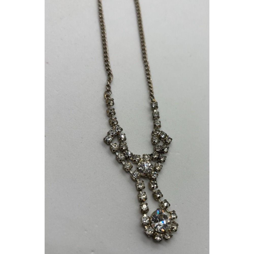 Necklace Vintage Rhinestone Gold Tone Chain Old Hollywood Style‎ - Picture 2 of 5